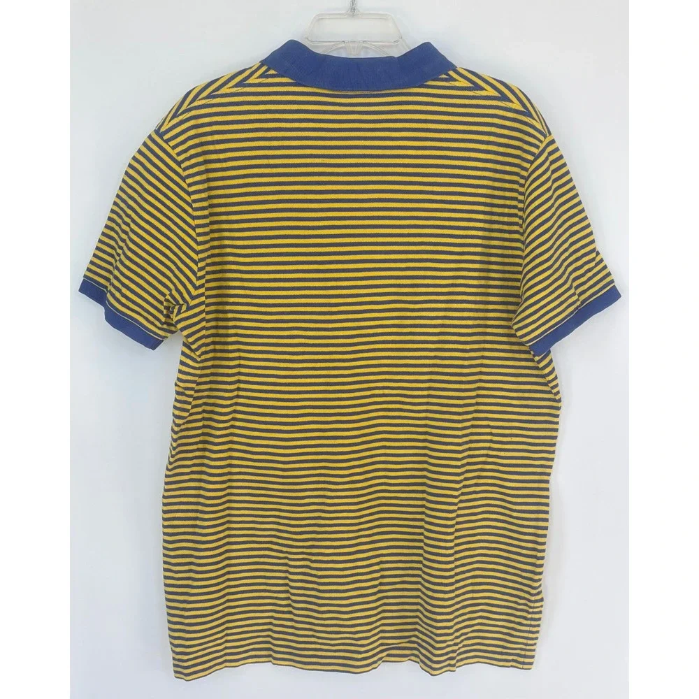 Polo Ralph Lauren Mens XL Custom Fit Striped Polo Shirt Yellow Blue Red Pony